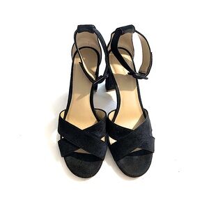 Ann Taylor - Navy Suede Block Heel Sandals!